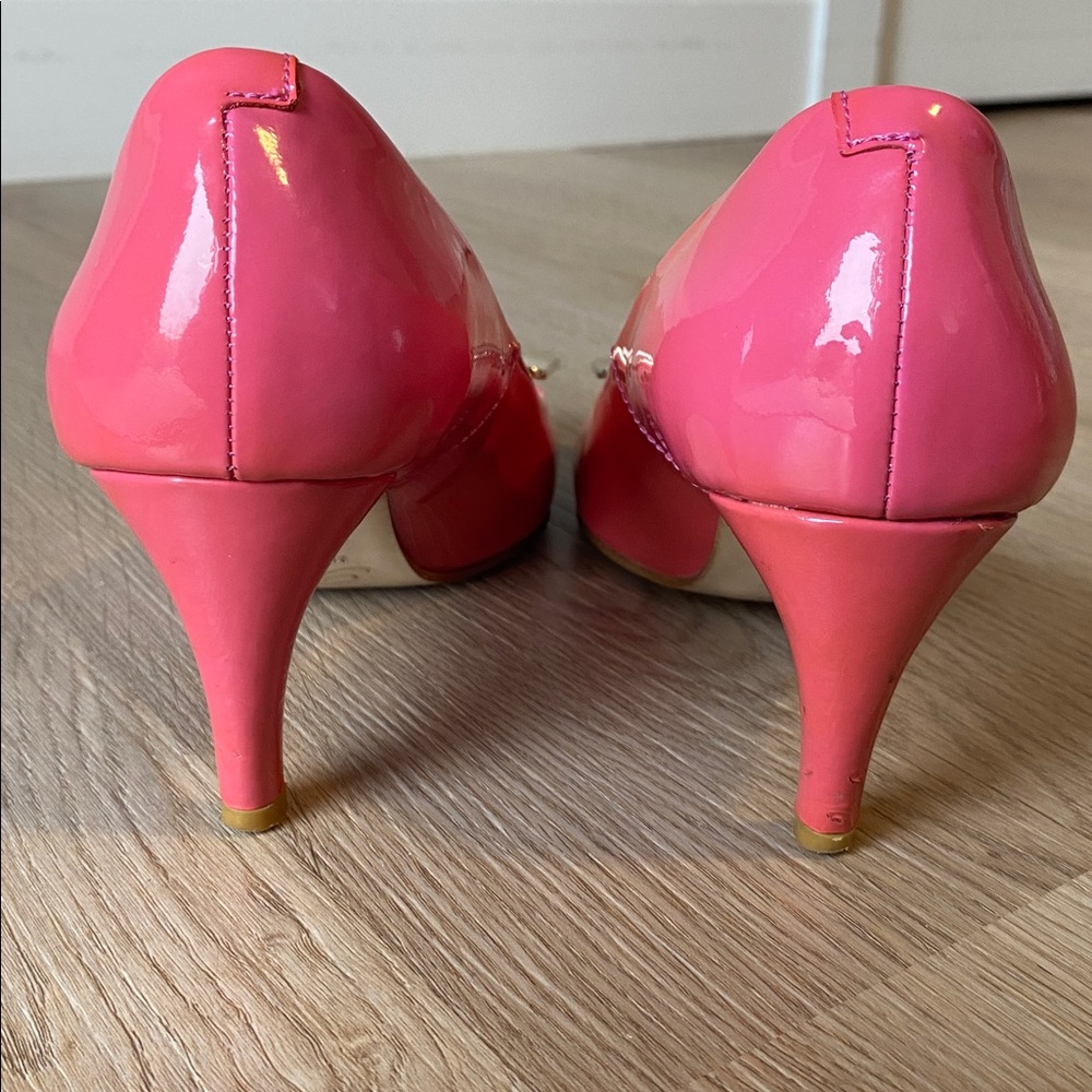 Roger Vivier Pink Patent Leather Buckle Pumps Kitten Heel Designer Heels - Picture 7 of 14